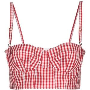 D&G Dolce & Gabbana Gingham Bustier Crop Top